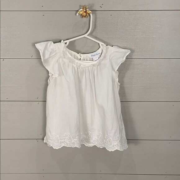 Ralph Lauren White Blouse with Flutter Cap Sleeves - Picture 1 of 7